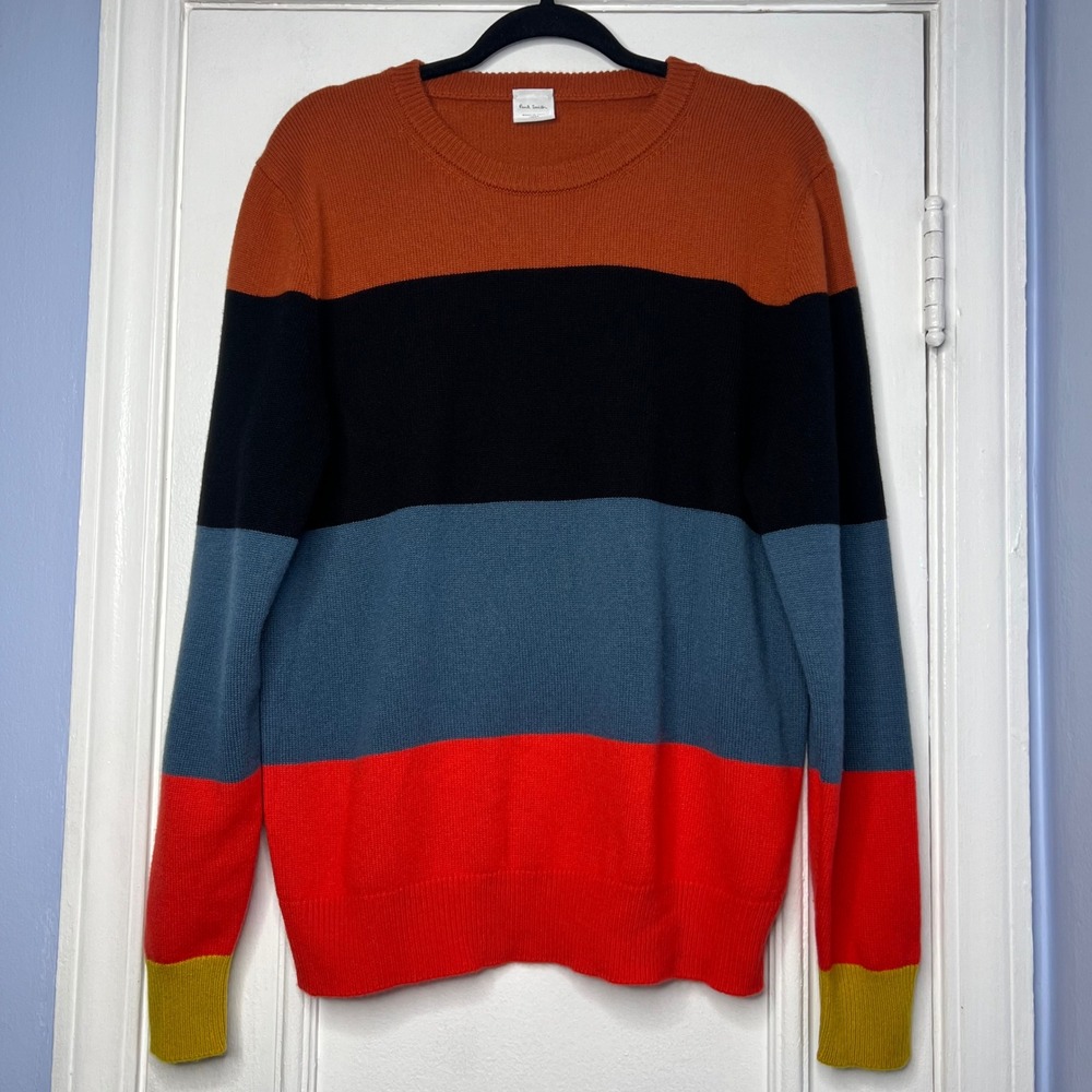 Paul Smith Slim-Fit Striped Cashmere Sweater Jumper Multi Color Men's Size Large